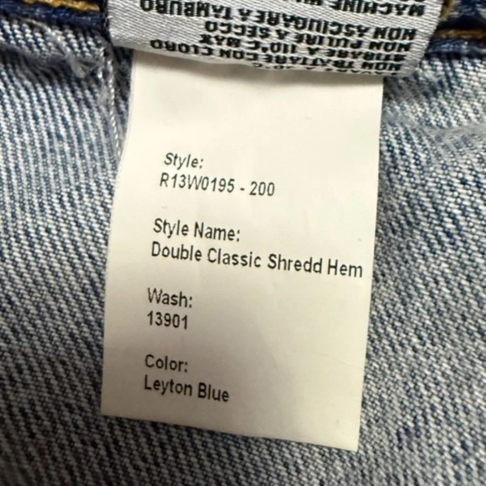 R13 Double Classic Shredded Skirt Jeans 28 Leyton Blue Distressed Layered Denim - Picture 13 of 14